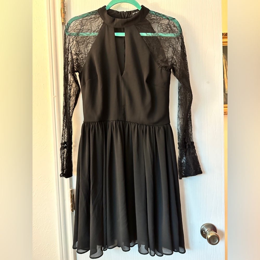 High neck black dress from My Michelle- lace sleeves. Size 11 juniors